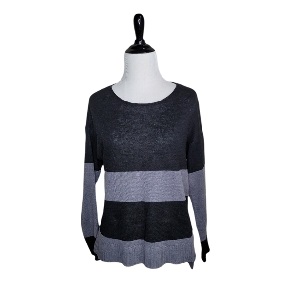 Eileen Fisher Sweaters - Eileen Fisher black and gray striped linen sweater